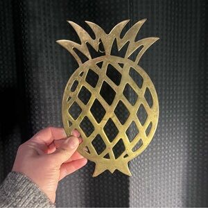 Vintage Solid Brass Pineapple Trivet / Wall Decor